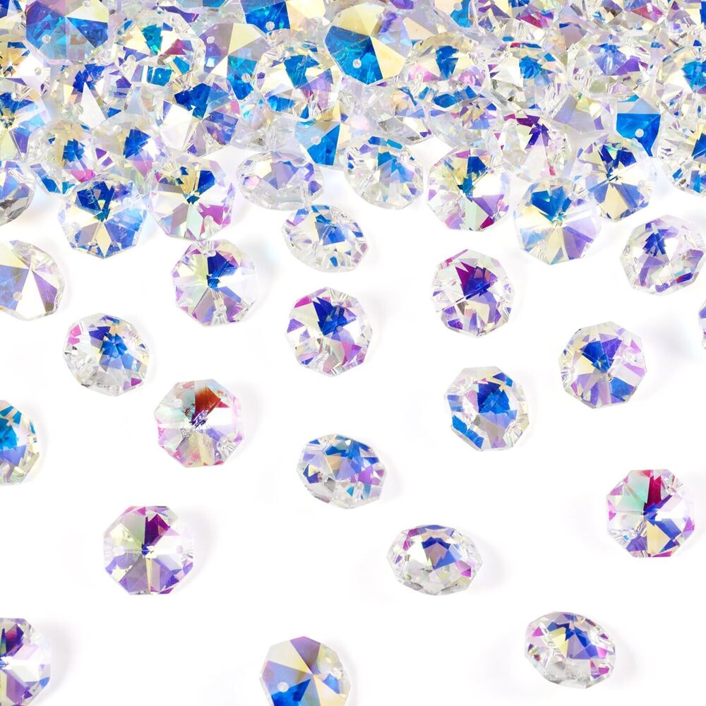 6156 Beadthoven 100pcs Glass Octagon Crystal Beads AB Color Prism
